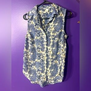 Blue Flowers printed shirt top